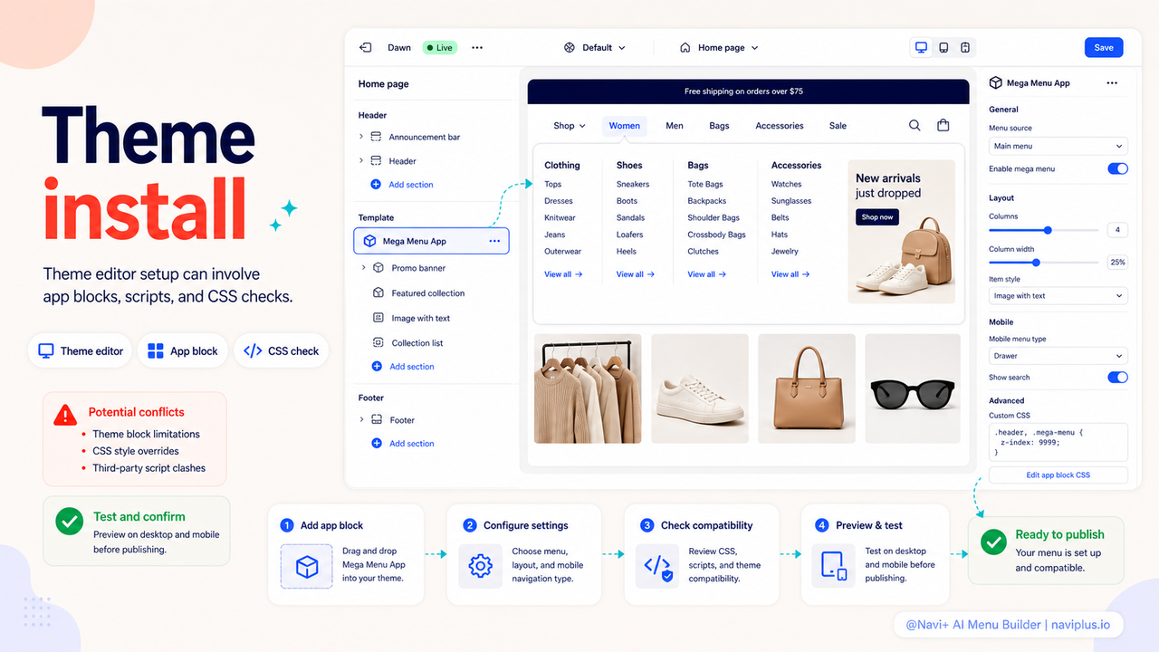 Giga Menu installation in Shopify theme editor