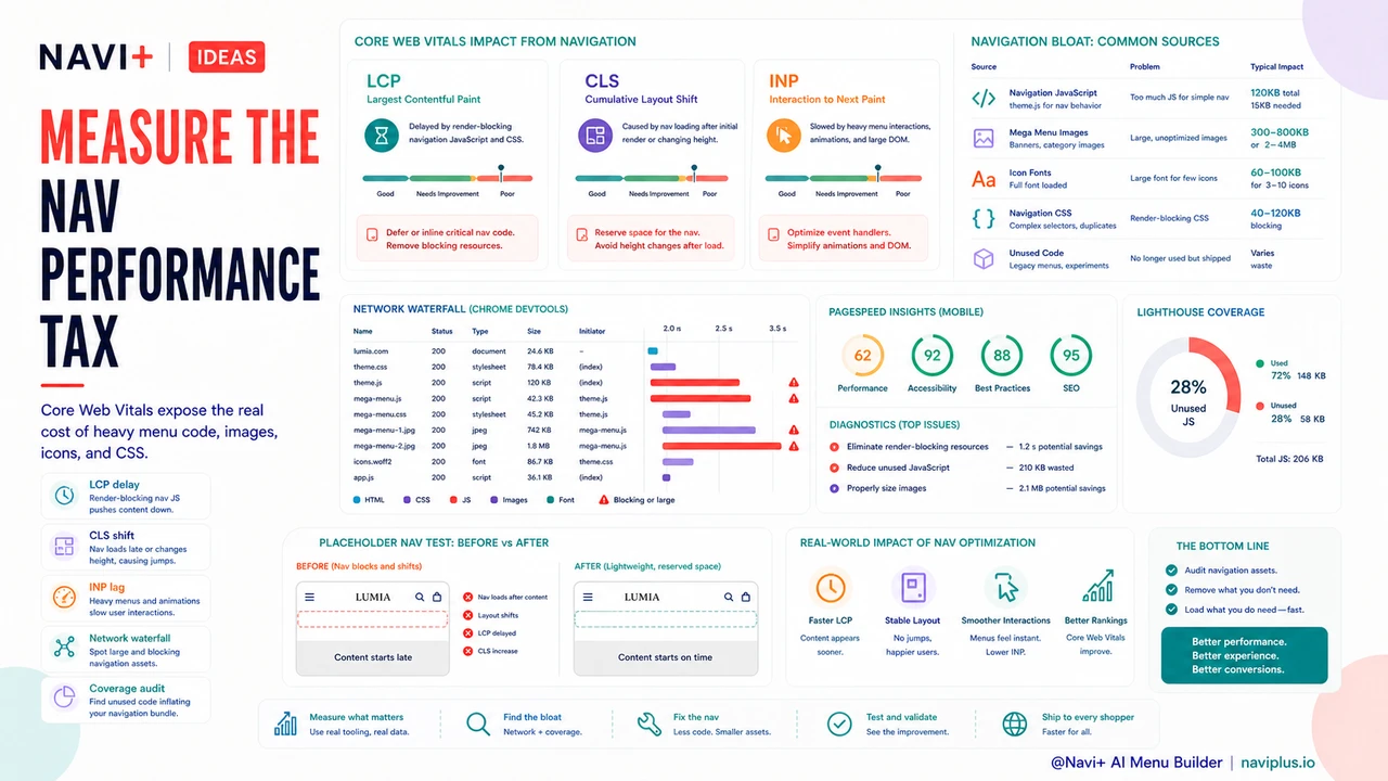 Solution illustration for Navigation and page speed — how your menu affects load time and what it costs you in conversion