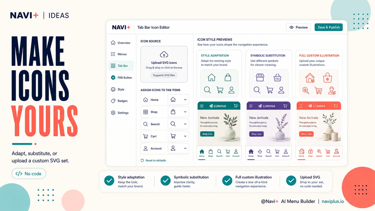 Solution illustration for Custom icons in navigation — when bespoke icon design is worth the investment and what it communicates