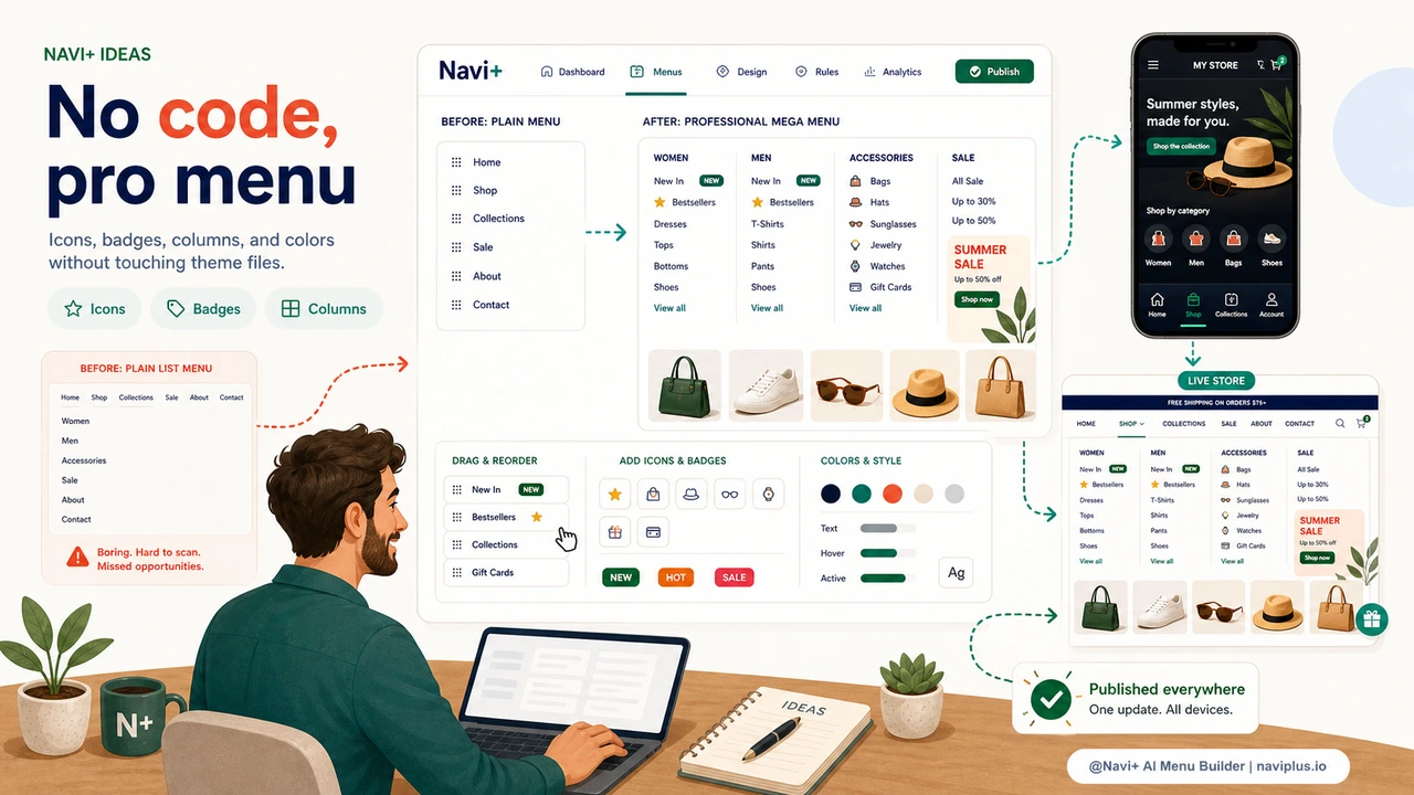 Plain default theme menu requiring CSS or developer help