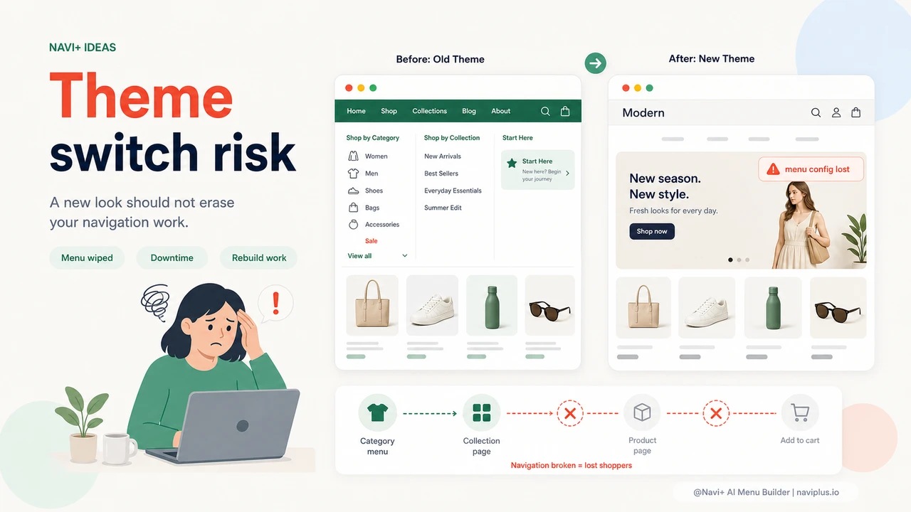 Web design on laptop — keeping menu independent from Shopify theme