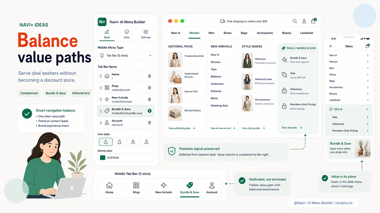 Solution illustration for Price-sensitive shoppers navigate differently — how to design for value seekers without devaluing your brand