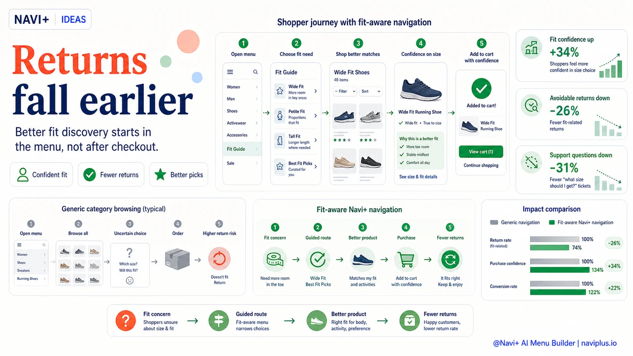 Shoppers reaching better-fit products through size-aware navigation and buying with more confidence