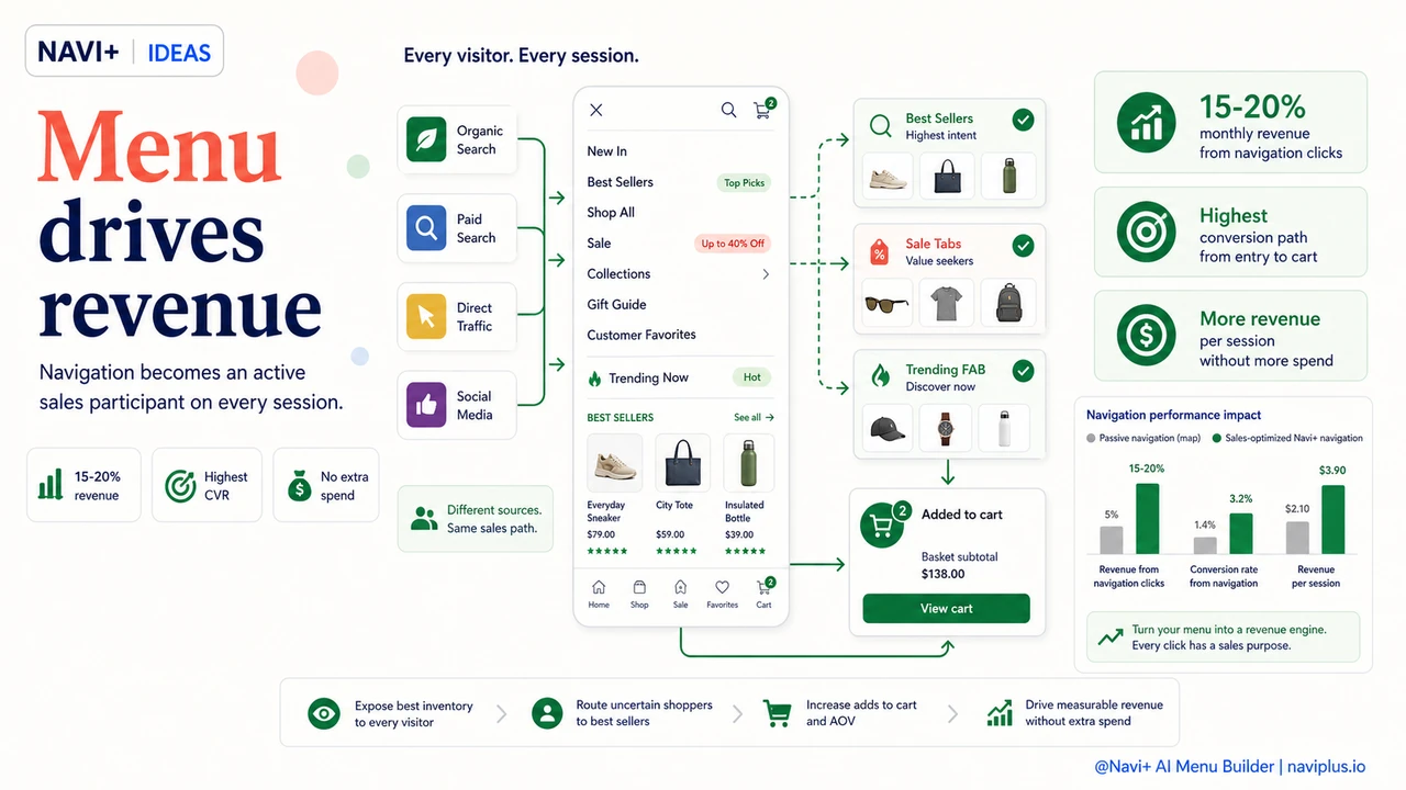 Outcome illustration for Your navigation can double as a sales tool — if you design it that way