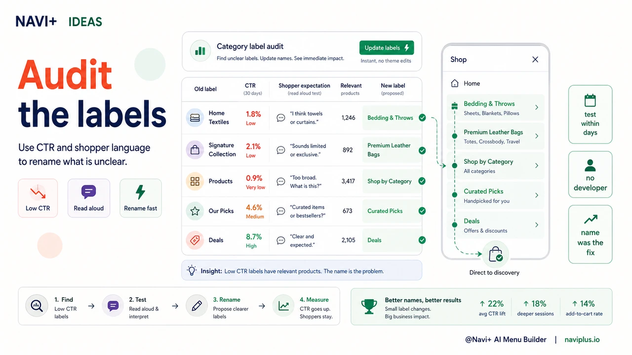 Solution illustration for The words you use in navigation determine whether shoppers stay or leave