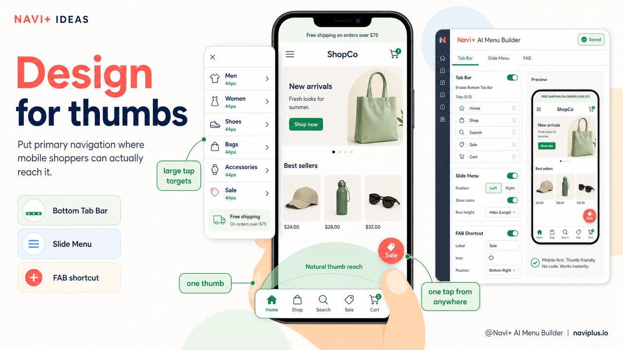 Solution illustration for Most of your visitors shop on mobile — is your navigation designed for them?
