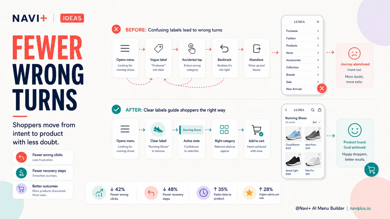 Shoppers following a clearer navigation path with fewer wrong turns and less backtracking