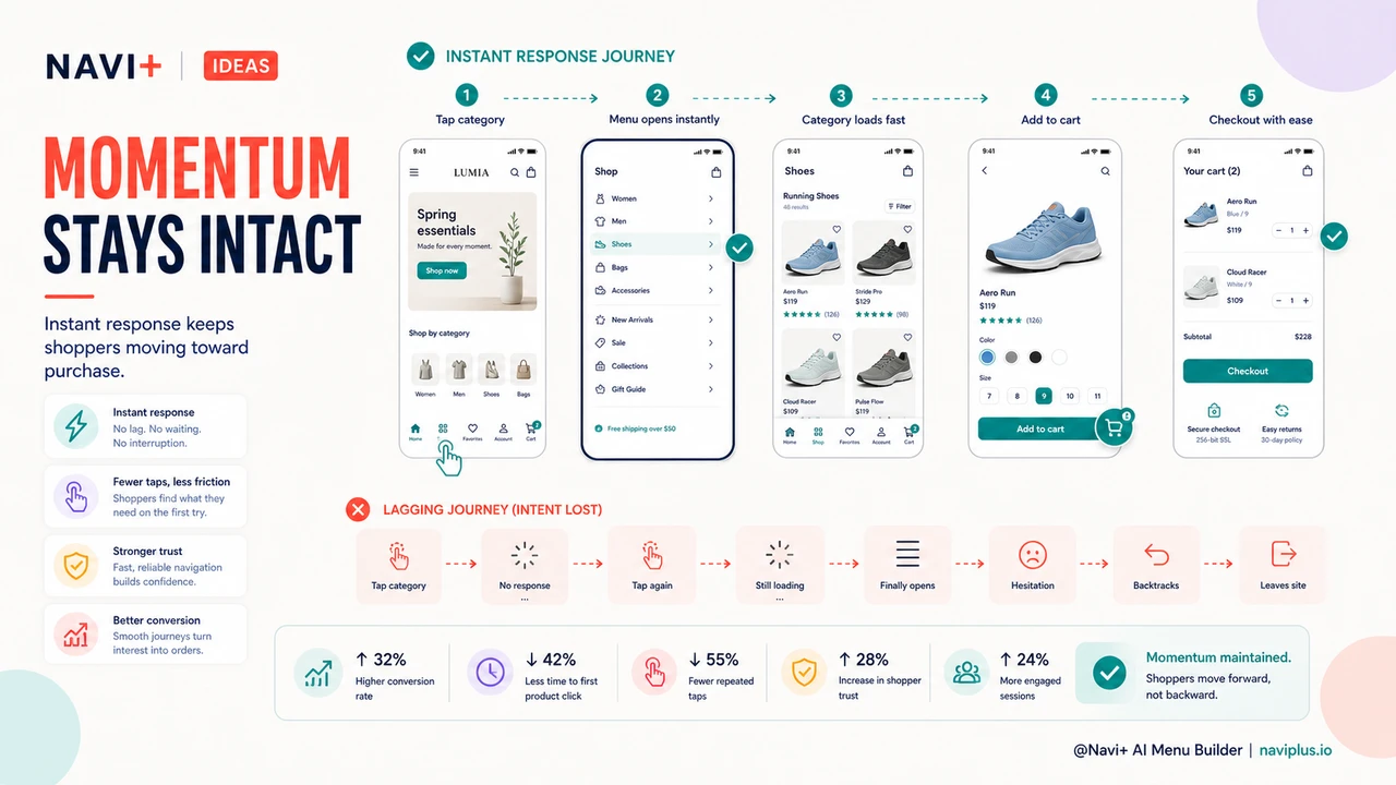 Outcome illustration for Navigation speed and perceived performance — why menu response time affects conversion even on fast connections