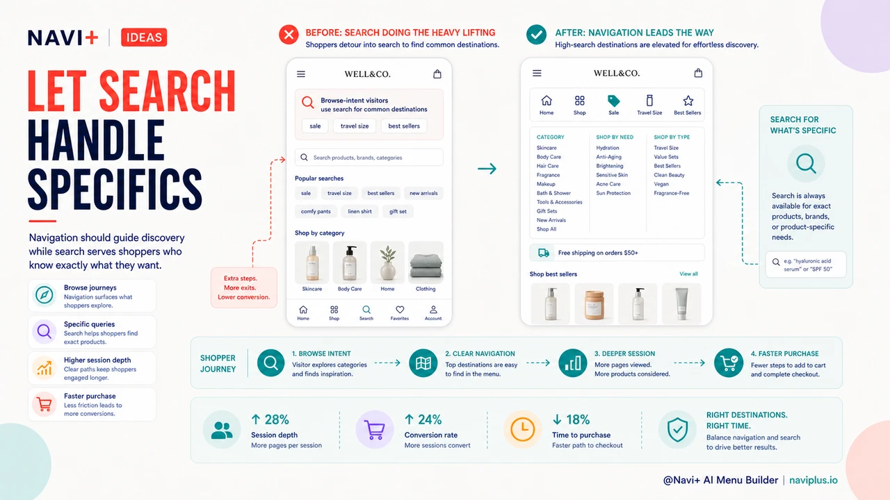 Outcome illustration for When visitors use search instead of navigation — and what it tells you about your menu
