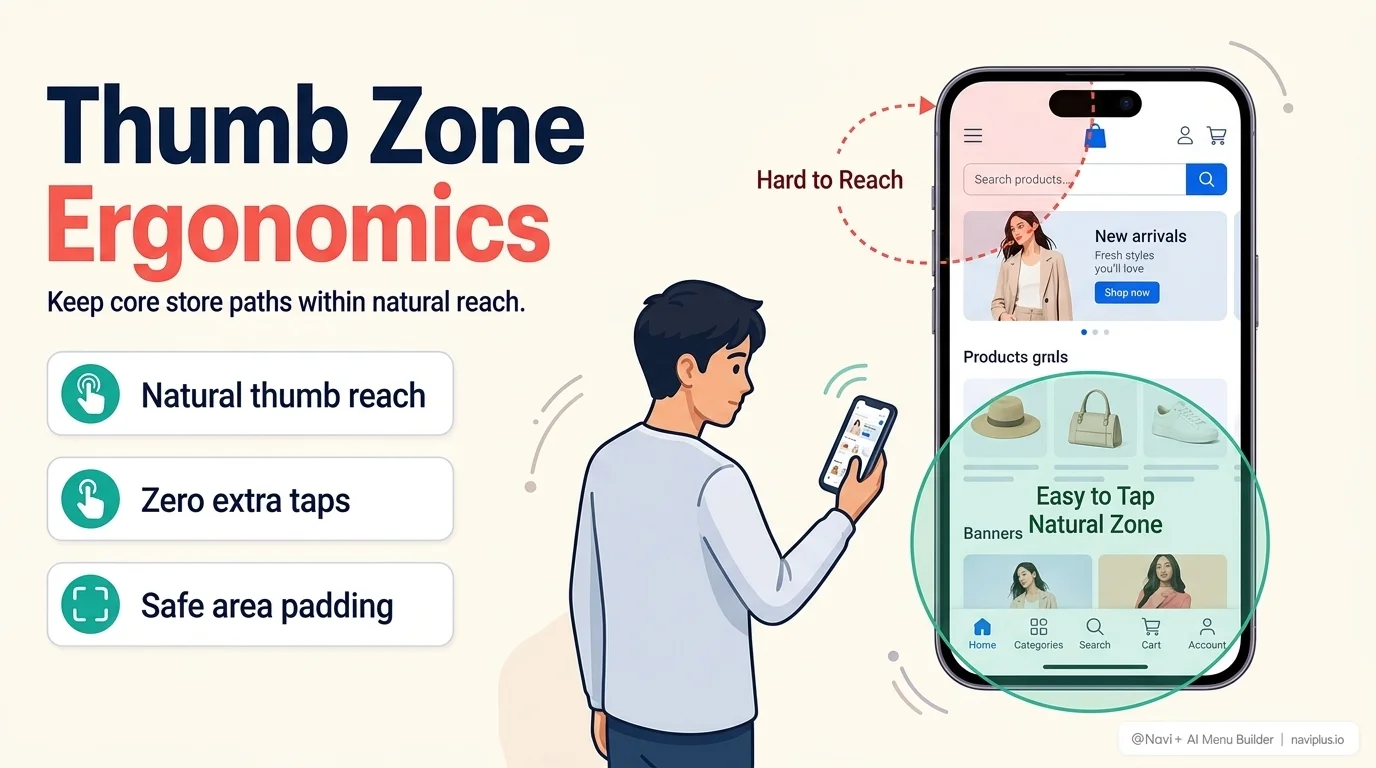 Shopify Bottom Navigation & Thumb Zone Ergonomics