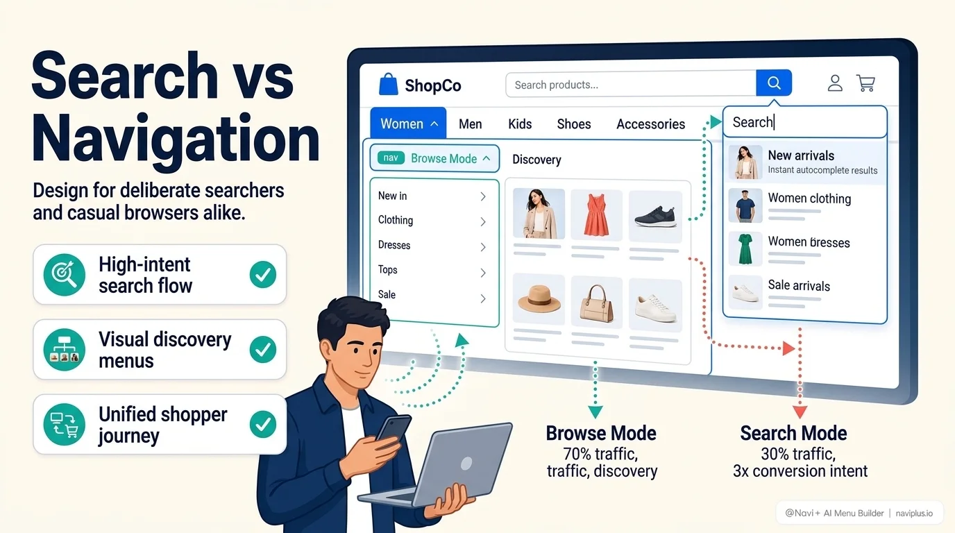 Search vs Navigation Conversion Rate Analytics