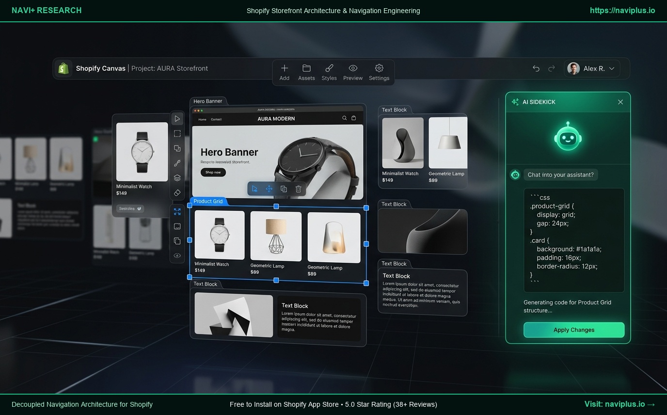 Shopify Canvas Spatial Design Interface and Sidekick AI