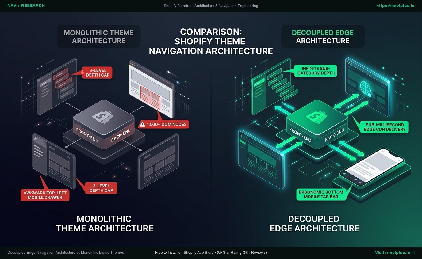 Shopify Theme Menu Limitations vs Decoupled Edge Architecture